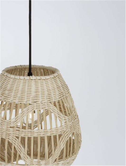 Pendul Nova Luce MARLO E27 1x12W   Natural Rattan Black Fabric Wire & Base  IP20 [6]
