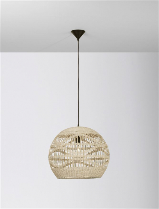 Pendul Nova Luce MARLO E27 1x12W   Natural Rattan Black Fabric Wire & Base  IP20 [4]