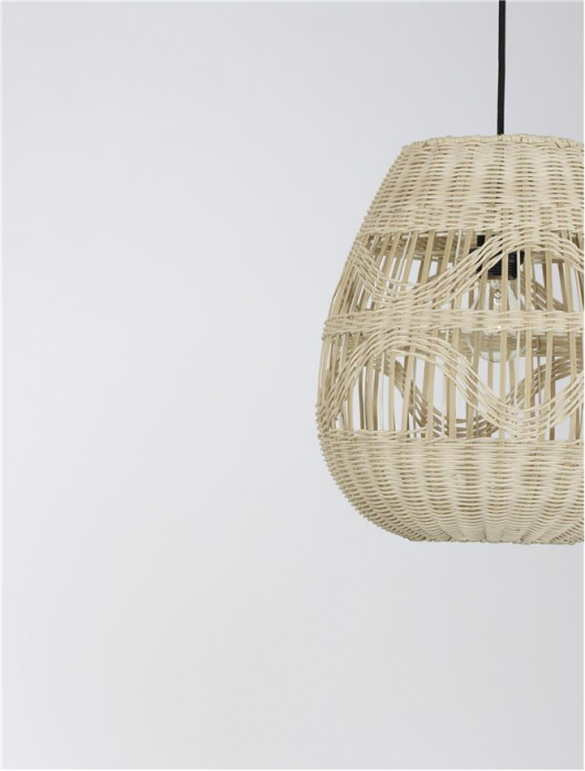 Pendul Nova Luce MARLO E27 1x12W   Natural Rattan Black Fabric Wire & Base  IP20 [5]