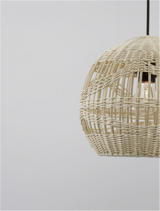 Pendul Nova Luce MARLO E27 1x12W   Natural Rattan Black Fabric Wire & Base  IP20 [8]