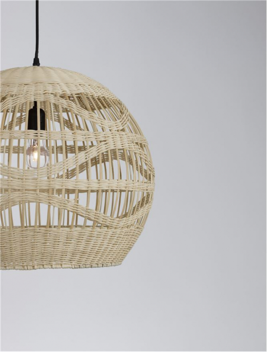 Pendul Nova Luce MARLO E27 1x12W   Natural Rattan Black Fabric Wire & Base  IP20 [7]