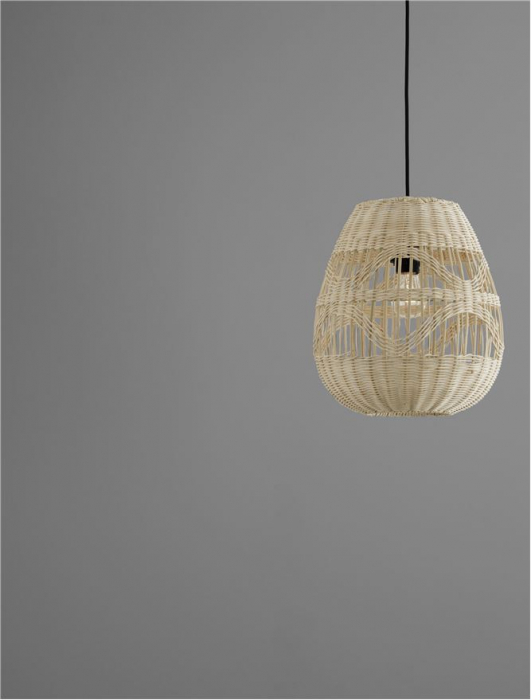 Pendul Nova Luce MARLO E27 1x12W   Natural Rattan Black Fabric Wire & Base  IP20 [8]