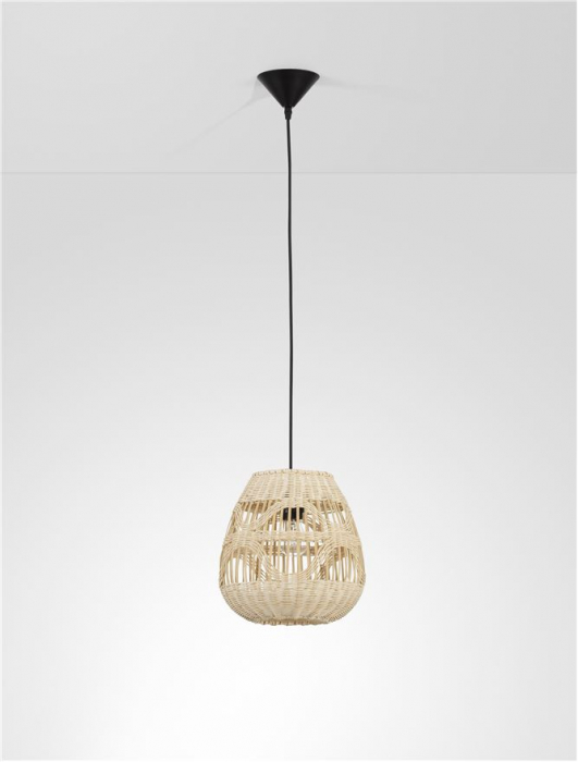 Pendul Nova Luce MARLO E27 1x12W   Natural Rattan Black Fabric Wire & Base  IP20 [3]