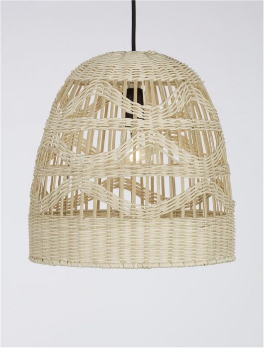 Pendul Nova Luce MARLO E27 1x12W   Natural Rattan Black Fabric Wire & Base  IP20 [3]