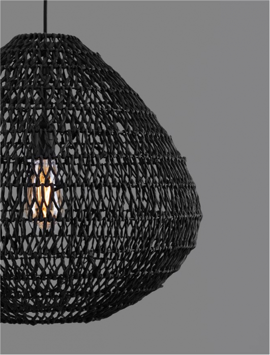 Pendul Nova Luce MELODY 9586518 E27 1x12W    Black Paper Rope Black Fabric W ire & Base   IP20 [4]