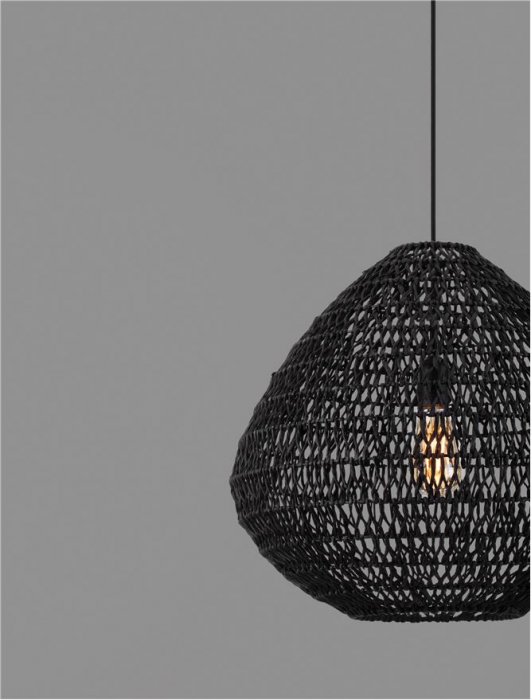 Pendul Nova Luce MELODY 9586518 E27 1x12W    Black Paper Rope Black Fabric W ire & Base   IP20 [6]