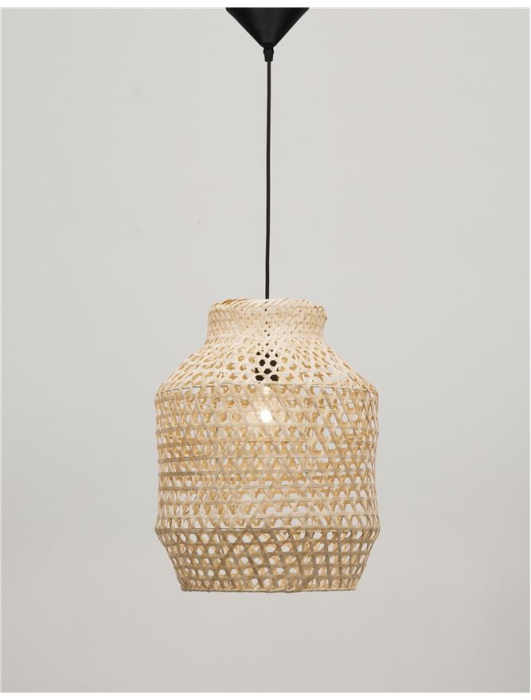 Pendul Nova Luce MIA E27 1x12W   Natural Rattan Black Fabric Wire & Base  IP20 [2]