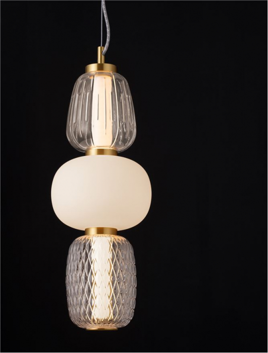 Pendul Nova Luce MOVIL 9030537 LED 28W 3000K 3748lm Clear & Acid Opal Glass & Glossy Gold Metal Base  Dimmable IP20 [5]