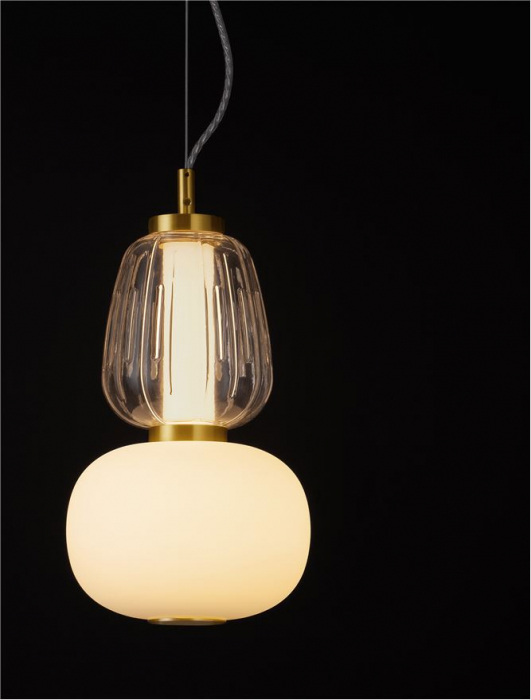 Pendul Nova Luce MOVIL 9030538 LED 18W 3000K 2335lm Clear & Acid Opal Glass & Glossy Gold Metal Base  Dimmable IP20 [5]