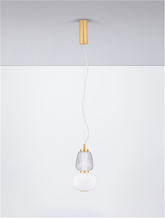 Pendul Nova Luce MOVIL 9030538 LED 18W 3000K 2335lm Clear & Acid Opal Glass & Glossy Gold Metal Base  Dimmable IP20 [3]