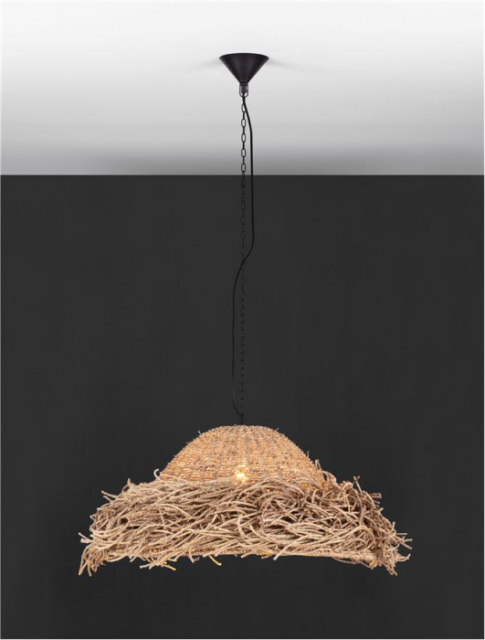 Pendul Nova Luce NATU 9586513 E27 1x12W    Natural Seagrass Black Fabric W ire & Base   IP20 [3]