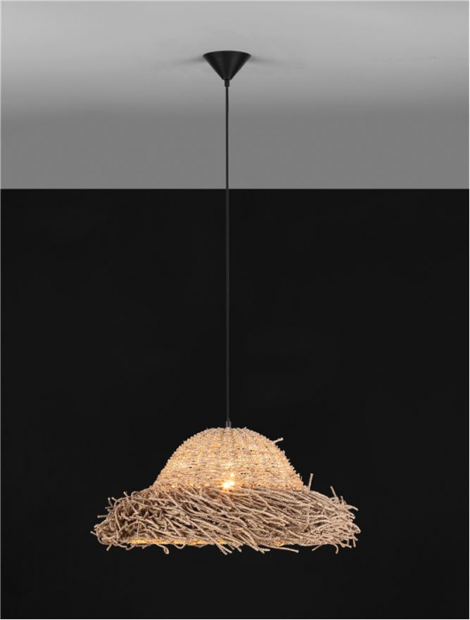 Pendul Nova Luce NATU 9586515 E27 3x12W    Natural Seagrass Black Fabric W ire & Base   IP20 [4]