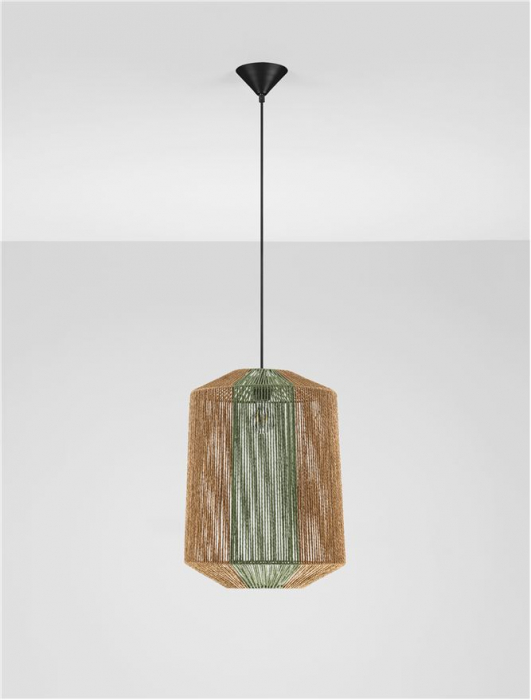 Pendul Nova Luce ORA 9586602 Natural & Green Rope Sandy Black Steel Base E27 1x12W IP20 [3]