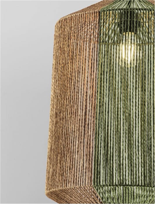 Pendul Nova Luce ORA 9586602 Natural & Green Rope Sandy Black Steel Base E27 1x12W IP20 [5]