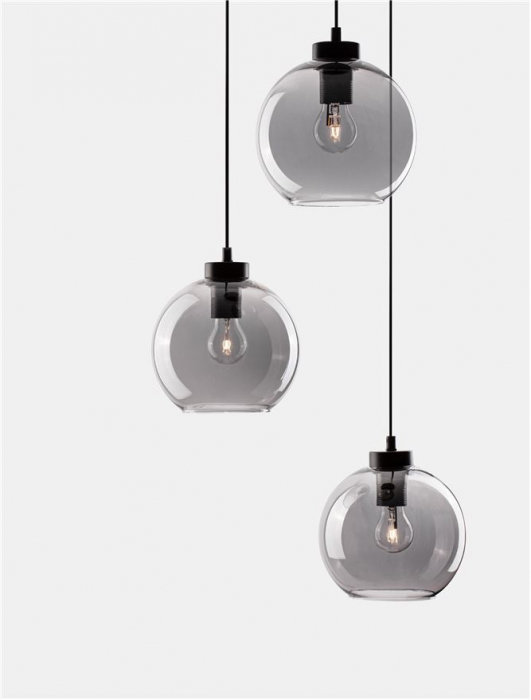 Pendul Nova Luce PALMER E27 1x12W   Smoky Glass & Black Cord & Black Metal Base IP20 [5]