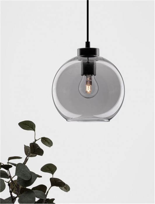 Pendul Nova Luce PALMER E27 1x12W   Smoky Glass & Black Cord & Black Metal Base IP20 [6]
