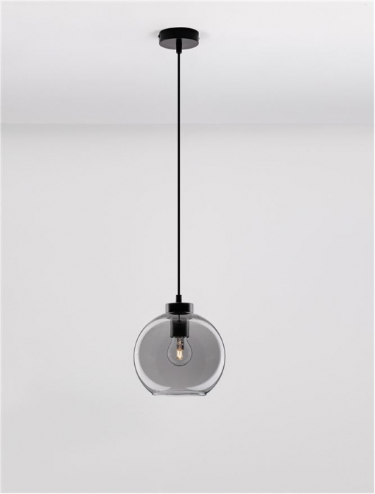 Pendul Nova Luce PALMER E27 1x12W   Smoky Glass & Black Cord & Black Metal Base IP20 [4]