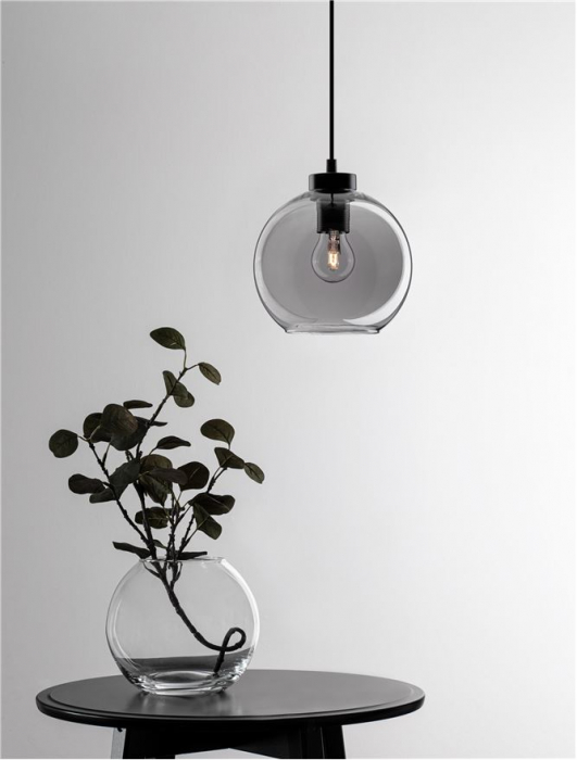 Pendul Nova Luce PALMER E27 1x12W   Smoky Glass & Black Cord & Black Metal Base IP20 [2]