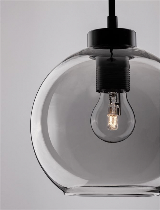 Pendul Nova Luce PALMER E27 1x12W   Smoky Glass & Black Cord & Black Metal Base IP20 [5]