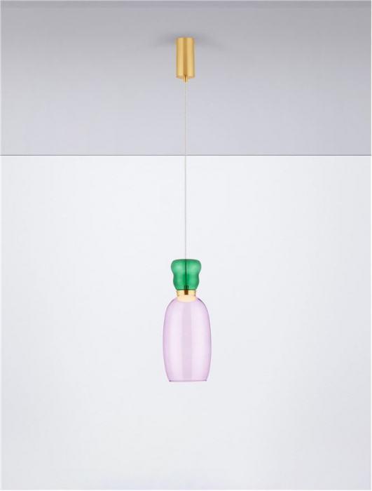 Pendul Nova Luce PLUMA 9030544 LED 9W 3000K 914lm Sandy Gold Metal Glossy Jasper & Purple Glass   IP20 [4]