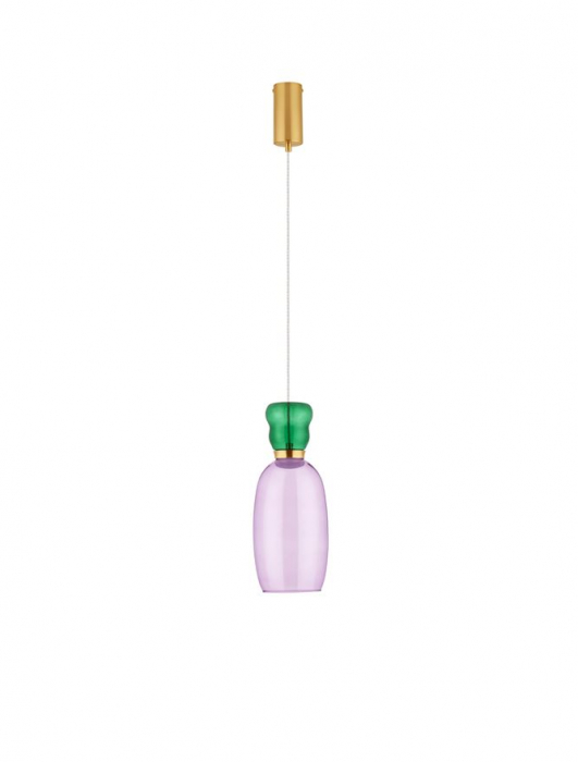 Pendul Nova Luce PLUMA 9030544 LED 9W 3000K 914lm Sandy Gold Metal Glossy Jasper & Purple Glass   IP20 [2]