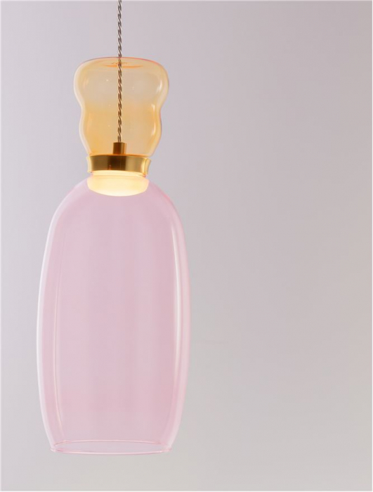 Pendul Nova Luce PLUMA 9030545 LED 9W 3000K 914lm Sandy Gold Metal Glossy YelloW  & Pink Glass  IP20 [6]