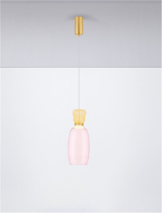 Pendul Nova Luce PLUMA 9030545 LED 9W 3000K 914lm Sandy Gold Metal Glossy YelloW  & Pink Glass  IP20 [4]