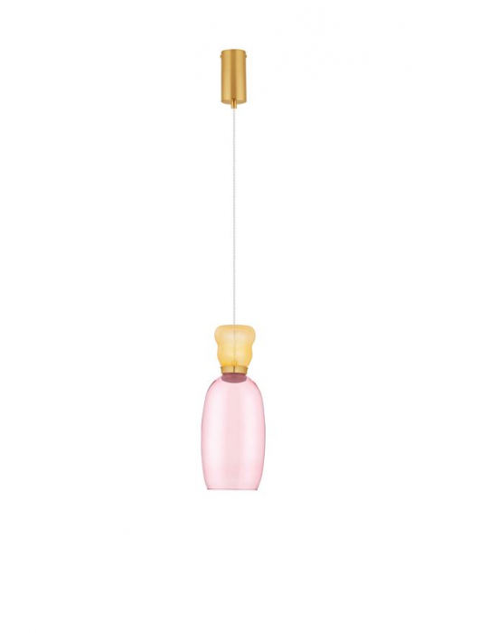 Pendul Nova Luce PLUMA 9030545 LED 9W 3000K 914lm Sandy Gold Metal Glossy YelloW  & Pink Glass  IP20 [2]