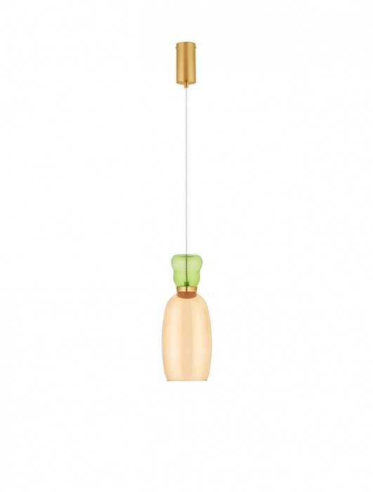 Pendul Nova Luce PLUMA 9030546 LED 9W 3000K 914lm Sandy Gold Metal Glossy Light Green & YelloW  Glass   IP20 [2]