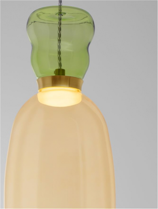Pendul Nova Luce PLUMA 9030546 LED 9W 3000K 914lm Sandy Gold Metal Glossy Light Green & YelloW  Glass   IP20 [5]