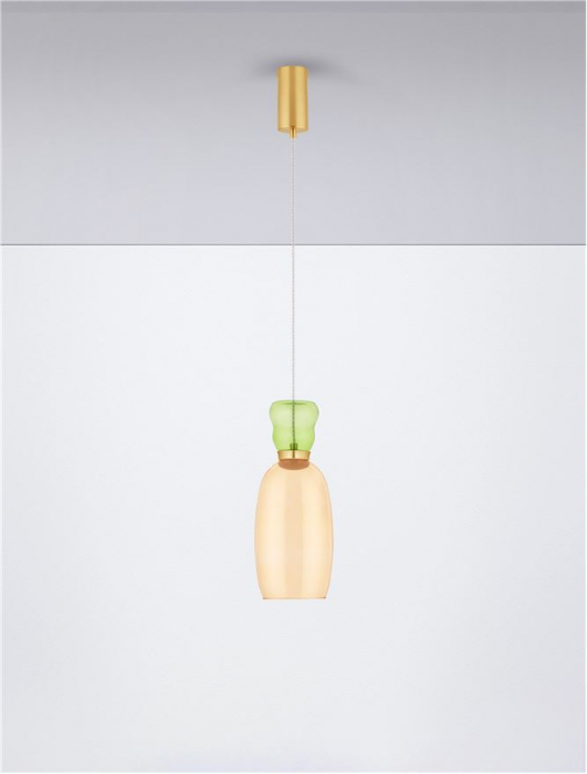 Pendul Nova Luce PLUMA 9030546 LED 9W 3000K 914lm Sandy Gold Metal Glossy Light Green & YelloW  Glass   IP20 [3]