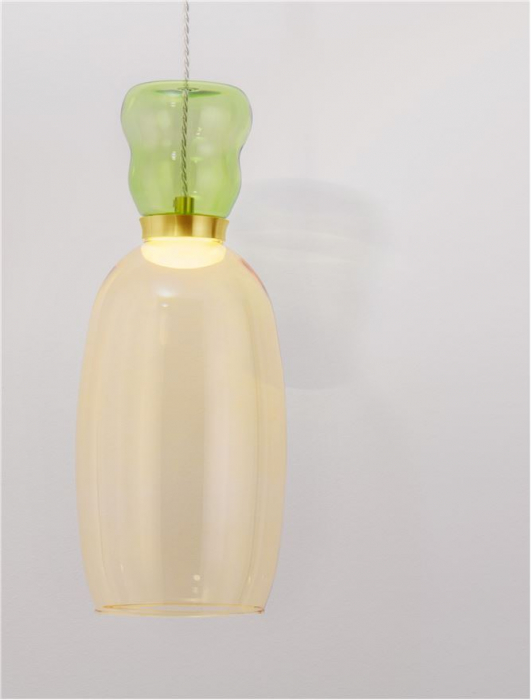 Pendul Nova Luce PLUMA 9030546 LED 9W 3000K 914lm Sandy Gold Metal Glossy Light Green & YelloW  Glass   IP20 [6]
