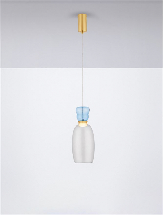 Pendul Nova Luce PLUMA 9030547 LED 9W 3000K 914lm Sandy Gold Metal Glossy Light Blue & Cyan Glass   IP20 [4]