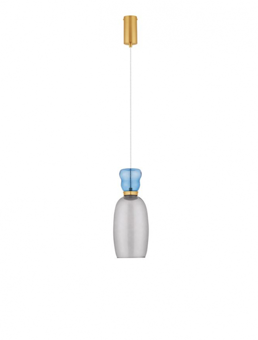 Pendul Nova Luce PLUMA 9030547 LED 9W 3000K 914lm Sandy Gold Metal Glossy Light Blue & Cyan Glass   IP20 [2]