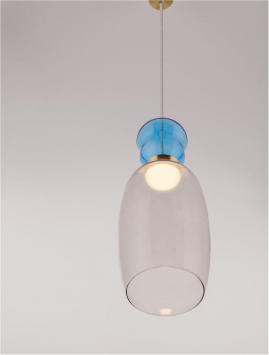 Pendul Nova Luce PLUMA 9030547 LED 9W 3000K 914lm Sandy Gold Metal Glossy Light Blue & Cyan Glass   IP20 [6]