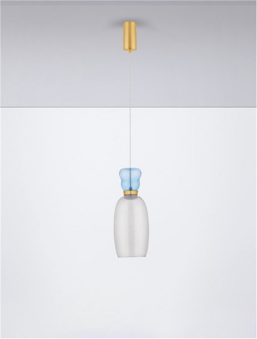 Pendul Nova Luce PLUMA 9030547 LED 9W 3000K 914lm Sandy Gold Metal Glossy Light Blue & Cyan Glass   IP20 [3]
