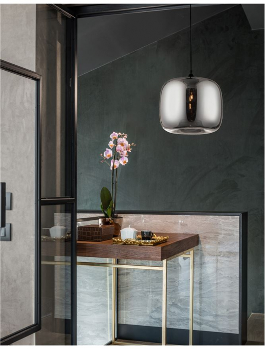 Pendul Nova Luce SAVAZ E27 1x12W   Chrome Glass Black Metal Black Fabric Wire IP20 [2]
