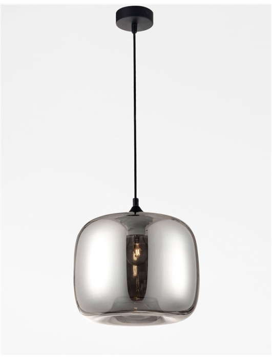 Pendul Nova Luce SAVAZ E27 1x12W   Chrome Glass Black Metal Black Fabric Wire IP20 [3]