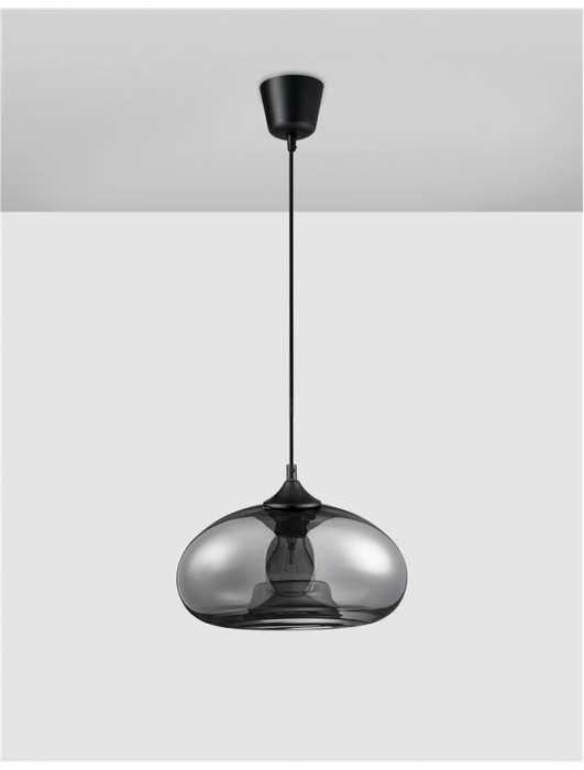 Pendul Nova Luce SAVAZ E27 1x12W   Chrome Glass Black Metal Black Fabric Wire IP20 [4]