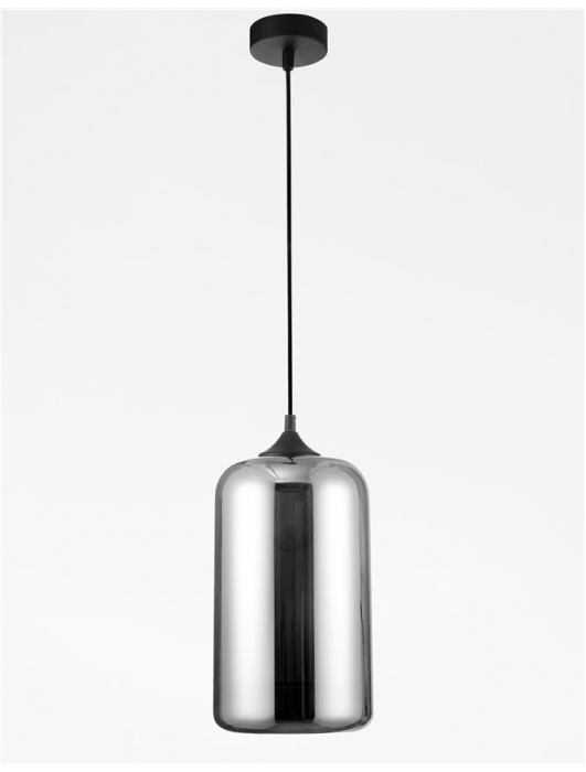 Pendul Nova Luce SAVAZ E27 1x12W   Chrome Glass Black Metal Black Fabric Wire IP20 [3]