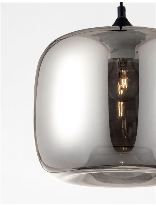 Pendul Nova Luce SAVAZ E27 1x12W   Chrome Glass Black Metal Black Fabric Wire IP20 [5]