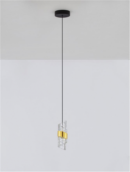 Pendul Nova Luce SENECA 9186937 LED 9W 3000K 739lm Gold Plating Metal Shade & Clear Acrylic Sandy Black Base  IP20 [3]