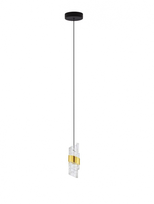 Pendul Nova Luce SENECA 9186937 LED 9W 3000K 739lm Gold Plating Metal Shade & Clear Acrylic Sandy Black Base  IP20 [2]