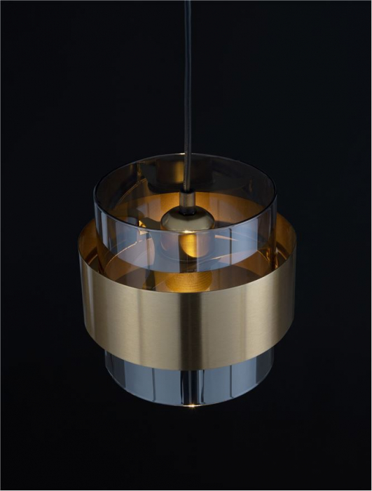 Pendul Nova Luce SIANNA E27 1x12W   Smoke Glass & Black Cord & Brass gold Metal IP20 [5]