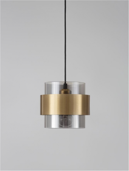 Pendul Nova Luce SIANNA E27 1x12W   Smoke Glass & Black Cord & Brass gold Metal IP20 [3]