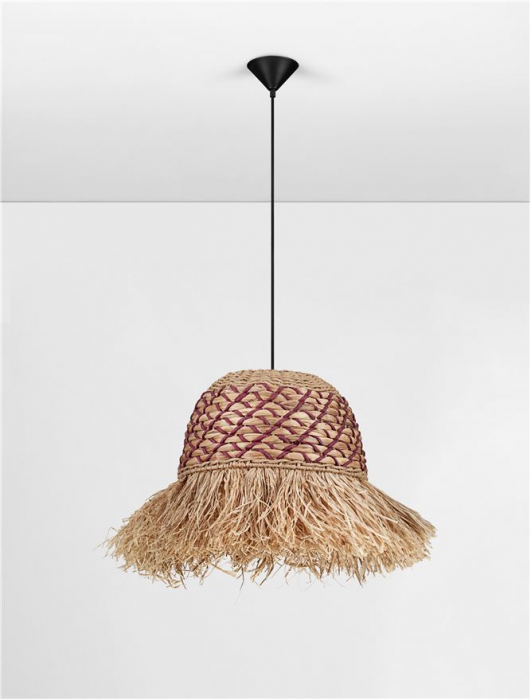 Pendul Nova Luce SORELLO 9586613 Natural Water Hyacinth & Raffia Natural & Red Rope Sandy Black Steel Base E27 1x12W IP20 [3]