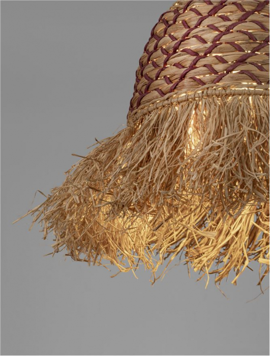 Pendul Nova Luce SORELLO 9586613 Natural Water Hyacinth & Raffia Natural & Red Rope Sandy Black Steel Base E27 1x12W IP20 [5]