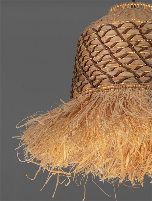 Pendul Nova Luce SORELLO 9586614 Natural Water Hyacinth & Raffia Natural & Brown Rope Sandy Black Steel Base E27 1x12W IP20 [5]