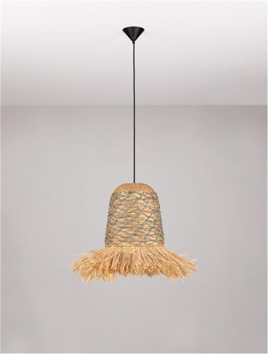 Pendul Nova Luce SORELLO 9586615 Natural Water Hyacinth & Raffia Natural & Blue Rope Sandy Black Steel Base E27 1x12W IP20 [6]