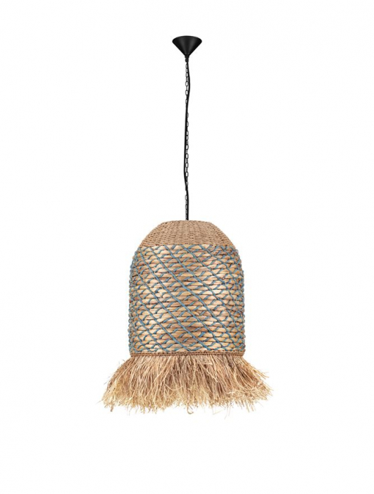Pendul Nova Luce SORELLO 9586615 Natural Water Hyacinth & Raffia Natural & Blue Rope Sandy Black Steel Base E27 1x12W IP20 [1]